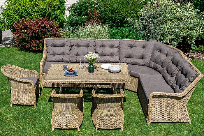 Базелла обеденная группа из искусственного ротанга, цвет соломенный - фото 11