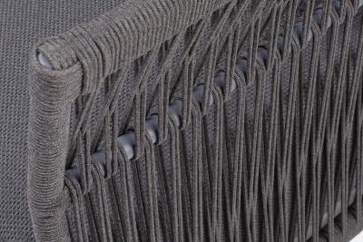 "Лугано" кресло плетеное из роупа, каркас алюминий темно-серый (RAL7024) муар, роуп темно-серый круглый, ткань темно-серая YB25-0027