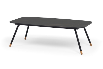 "Верона" журнальный стол из HPL 120х65, H40, каркас черный муар, цвет столешницы "черный мрамор"