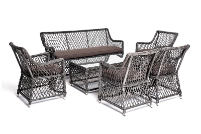 "Асти" лаунж-зона из искусственного ротанга на 6 персоны, цвет графит "Асти" лаунж-зона из искусственного ротанга на 6 персоны, цвет графит