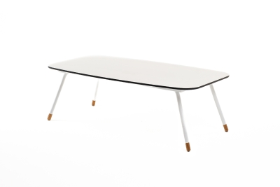 "Верона" журнальный стол из HPL 120х65, H40, каркас белый муар, цвет столешницы "молочный"