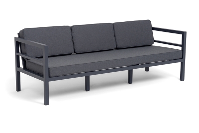 "Эстелья" диван 3-местный, каркас алюминий темно-серый (RAL7024) муар, ткань темно-серая 027