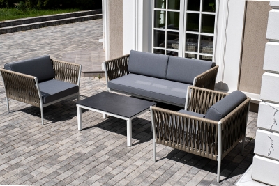 "Касабланка" лаунж-зона плетеная из роупа 4-местная, цвет серый