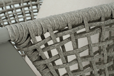 "Амстердам" кресло плетеное из роупа, каркас алюминий, роуп серый круглый, ткань бежевая "Амстердам" кресло плетеное из роупа, каркас алюминий, роуп серый круглый, ткань бежевая