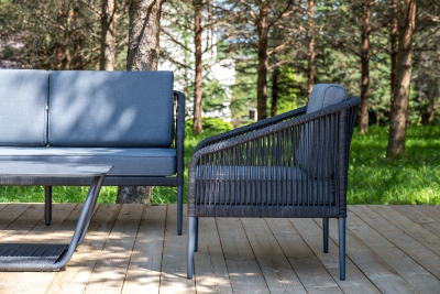 "Канны" модульная угловая лаунж-зона из роупа (веревки), цвет темно-серый "Канны" модульная угловая лаунж-зона из роупа (веревки), цвет темно-серый