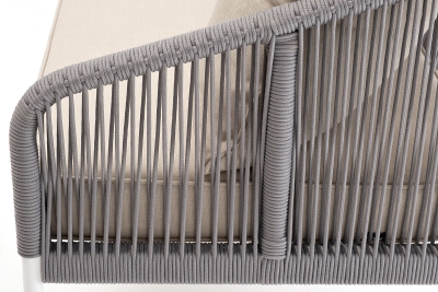 "Канны" диван 3-местный плетеный из роупа, каркас алюминий белый муар, роуп светло-серый круглый, ткань бежевая 15052 "Канны" диван 3-местный плетеный из роупа, каркас алюминий белый муар, роуп светло-серый круглый, ткань бежевая 15052