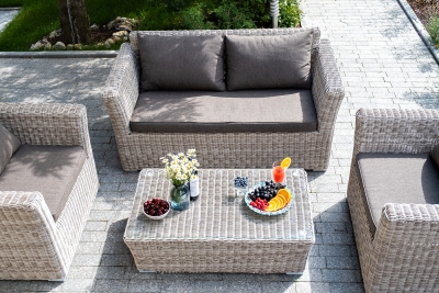 "Капучино Сингл" лаунж-зона из искусственного ротанга, цвет бежевый