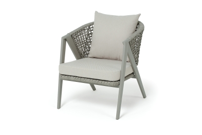 "Амстердам" кресло плетеное из роупа, каркас алюминий, роуп серый круглый, ткань бежевая "Амстердам" кресло плетеное из роупа, каркас алюминий, роуп серый круглый, ткань бежевая