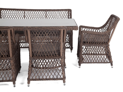 "Катания" обеденная группа плетеная на 6 персон, цвет коричневый "Катания" обеденная группа плетеная на 6 персон, цвет коричневый