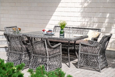 "Катания" обеденная группа плетеная на 6 персон, цвет графит "Катания" обеденная группа плетеная на 6 персон, цвет графит