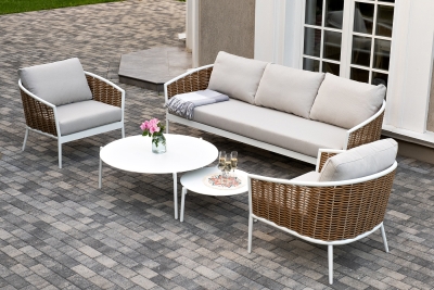 "Тоскана" лаунж-зона из искусственного ротанга, цвет соломенный