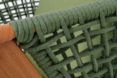 "Амстердам" кресло плетеное из роупа, каркас алюминий, роуп зеленый круглый, ткань зеленая