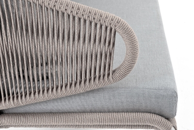 "Милан" диван 2-местный плетеный из роупа, каркас алюминий светло-серый (RAL7035) муар, роуп серый меланж круглый, ткань светло-серая "Милан" диван 2-местный плетеный из роупа, каркас алюминий светло-серый (RAL7035) муар, роуп серый меланж круглый, ткань светло-серая