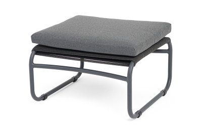 "Ането" пуф плетеный из роупа, каркас алюминий темно-серый (RAL7024) муар, роуп темно-серый круглый