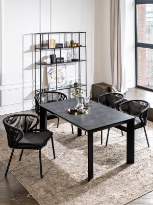 "Венето" обеденная группа на 4 персоны со стульями "Милан", каркас темно-серый, роуп темно-серый "Венето" обеденная группа на 4 персоны со стульями "Милан", каркас темно-серый, роуп темно-серый