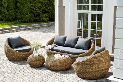 "Барселона" лаунж-зона из искусственного ротанга, цвет соломенный "Барселона" лаунж-зона из искусственного ротанга, цвет соломенный