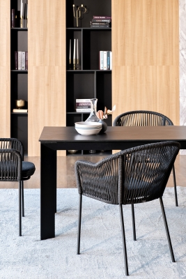 "Венето" обеденная группа на 4 персоны со стульями "Лион", каркас темно-серый, роуп темно-серый "Венето" обеденная группа на 4 персоны со стульями "Лион", каркас темно-серый, роуп темно-серый