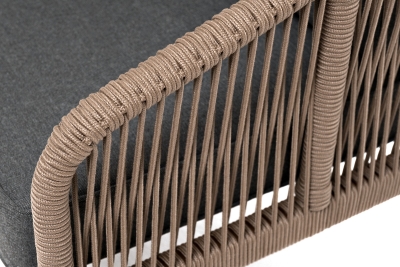 "Канны" диван 2-местный плетеный из роупа, каркас алюминий коричневый (RAL8016) муар, роуп коричневый круглый, ткань темно-серая 027 "Канны" диван 2-местный плетеный из роупа, каркас алюминий коричневый (RAL8016) муар, роуп коричневый круглый, ткань темно-серая 027