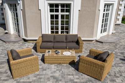 "Боно" лаунж-зона из искусственного ротанга, цвет соломенный 