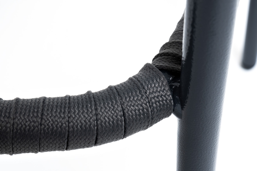 Бордо стул барный плетеный из роупа, каркас из стали темно-серый (RAL7024) муар, роуп серый 15мм, ткань темно-серая 027 - фото 9