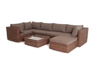 "Лунго" плетеная оттоманка с подушкой, цвет коричневый