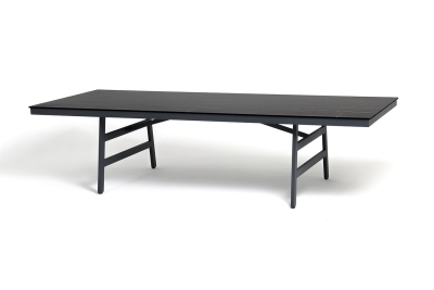 "Рио" стол из HPL 300х120см, цвет столешницы "черный мрамор", угол R3мм