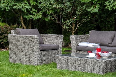 "Капучино Сингл" лаунж-зона из искусственного ротанга (гиацинт), цвет серый