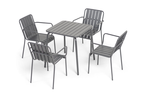 "Гелиос" обеденная группа на 4 персоны, цвет темно-серый
