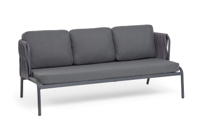 "Ронда" лаунж-зона 5-местная плетеная из роупа (веревки), каркас алюминиевый темно-серый, роуп серый 40 мм tex