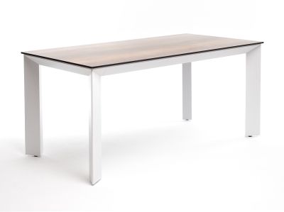 "Венето" обеденный стол из HPL 160х80см, цвет "дуб", каркас белый "Венето" обеденный стол из HPL 160х80см, цвет "дуб", каркас белый