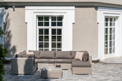 "Лунго" трансформирующаяся лаунж-зона из искусственного ротанга, цвет бежевый