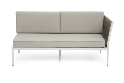 "Касабланка" левый модуль плетеный из роупа, каркас алюминий светло-серый (RAL7035) муар, роуп серо-коричневый 23мм, ткань бежевая 15052