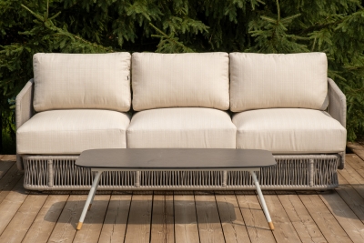 "Альбано" лаунж-зона 5-местная плетеная из роупа (веревки), каркас алюминиевый светло-серый, роуп серый меланж