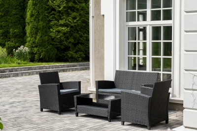 "Вашингтон" лаунж-зона из искусственного ротанга на 4 персоны, цвет черный (К)