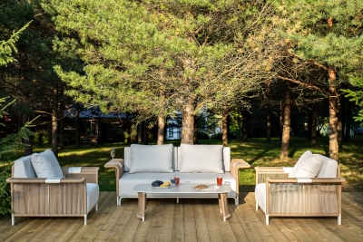 "Мальдивы" лаунж-зона из искусственного ротанга, цвет соломенный (К)