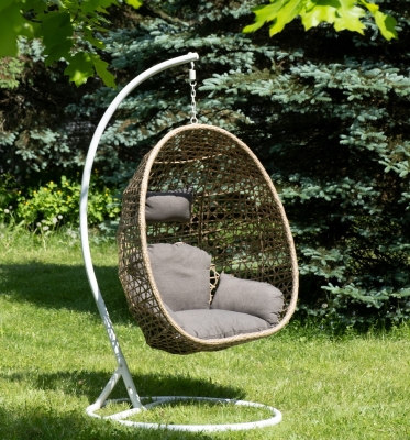 "Флоренция" подвесное кресло-кокон из искусственного ротанга, цвет соломенный с серо-коричневой подушкой "Флоренция" подвесное кресло-кокон из искусственного ротанга, цвет соломенный с серо-коричневой подушкой