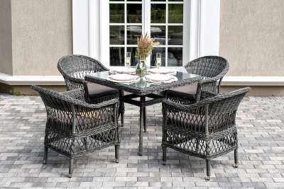 "Сицилия" обеденная группа плетеная, цвет графит