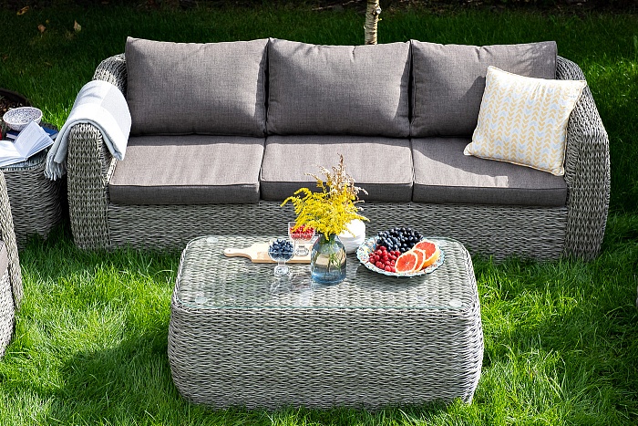 Кальяри журнальный столик из искусственного ротанга (гиацинт), цвет серый - фото 6