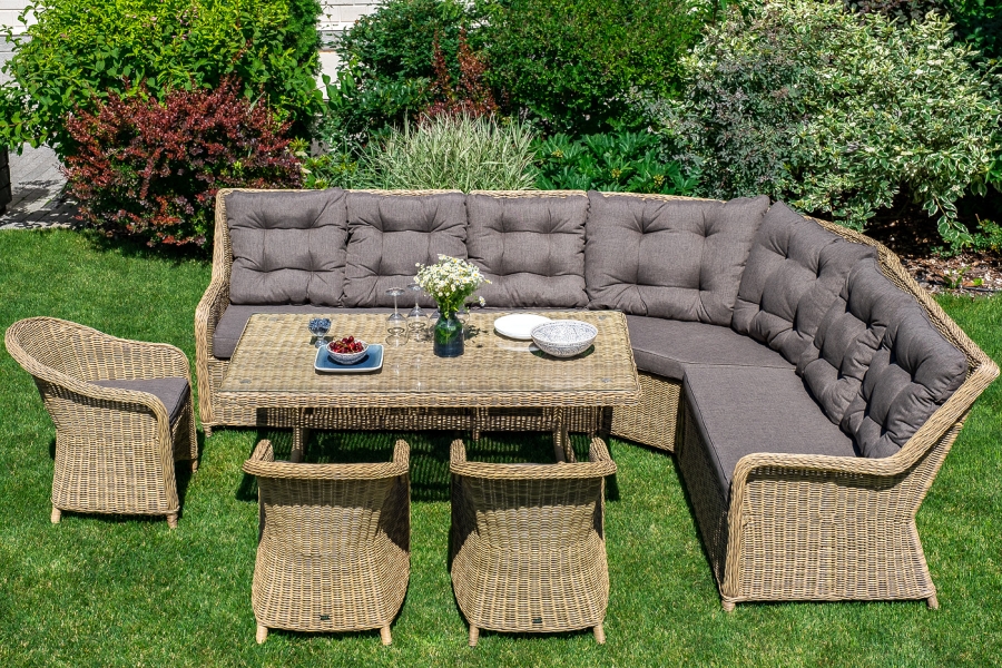 Базелла обеденная группа из искусственного ротанга, цвет соломенный - фото 11