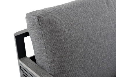 "Сан Ремо" кресло плетеное из роупа садовое, каркас алюминий темно-серый, роуп серый, ткань серая