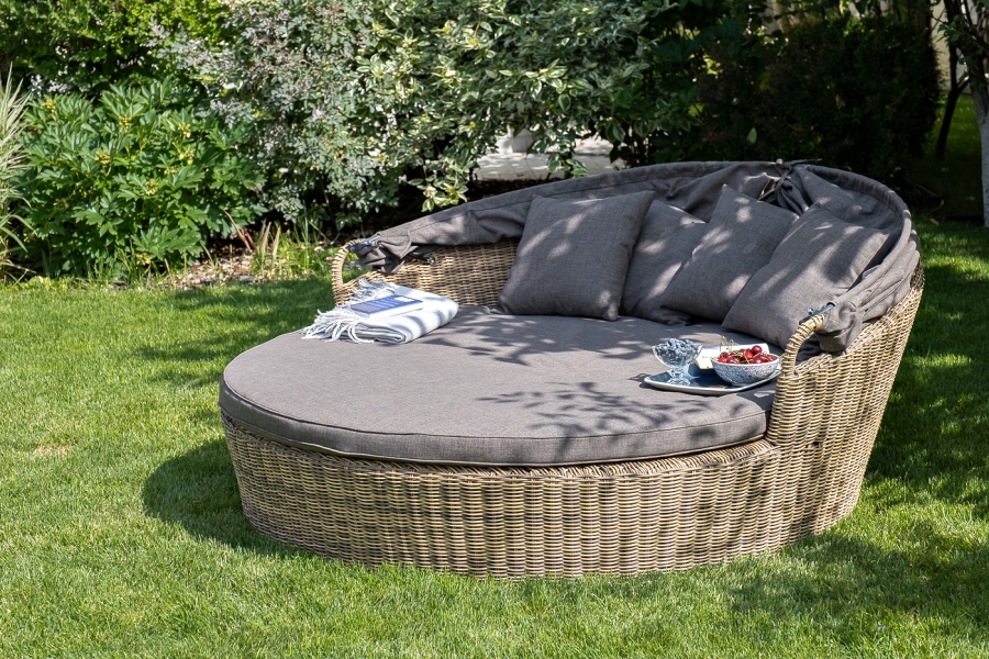 Стильяно плетеная кровать круглая, цвет соломенный - фото 35