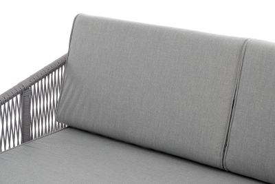 "Канны" правый модуль плетеный из роупа, каркас алюминий белый шагрень, роуп светло-серый круглый, ткань светло-серая