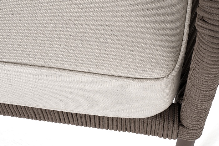 "Канны" диван модульный плетеный из роупа, каркас алюминий коричневый (RAL8016) муар, роуп коричневый круглый, ткань бежевая 035 Канны диван модульный плетеный из роупа, каркас алюминий коричневый (RAL8016) муар, роуп коричневый круглый, ткань бежевая 035 - фото 6