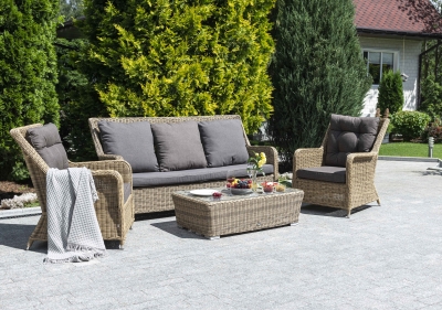 "Гляссе" лаунж-зона из искусственного ротанга, цвет соломенный