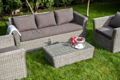 "Капучино" лаунж-зона из искусственного ротанга (гиацинт), цвет серый "Капучино" лаунж-зона из искусственного ротанга (гиацинт), цвет серый