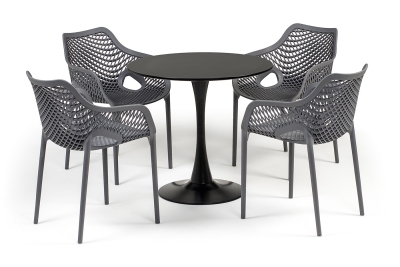 "Беллини" обеденная группа на 4 персоны, цвет темно-серый "Беллини" обеденная группа на 4 персоны, цвет темно-серый