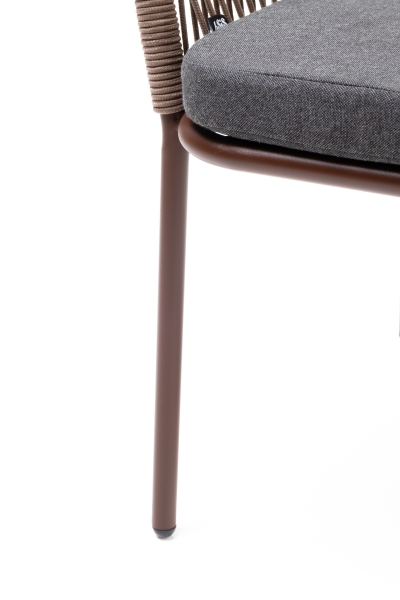 Марсель стул плетеный из роупа, каркас алюминий коричневый (RAL8016) муар, роуп коричневый круглый, ткань темно-серая 027 - фото 8