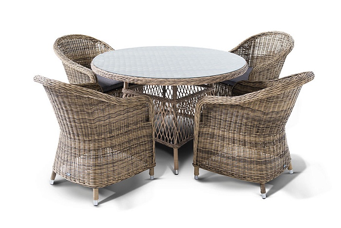 Равенна обеденная группа плетеная, цвет соломенный - фото 6