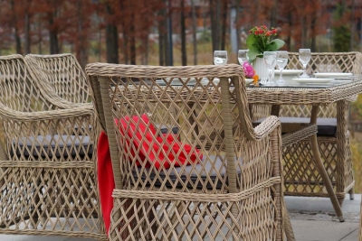 "Айриш" обеденная группа плетеная на 4 персоны, цвет соломенный "Айриш" обеденная группа плетеная на 4 персоны, цвет соломенный