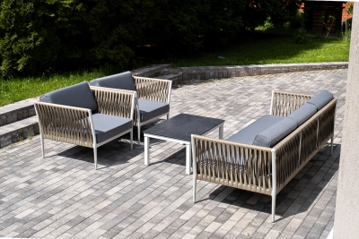 "Касабланка" лаунж-зона плетеная из роупа 5-местная, цвет серый "Касабланка" лаунж-зона плетеная из роупа 5-местная, цвет серый